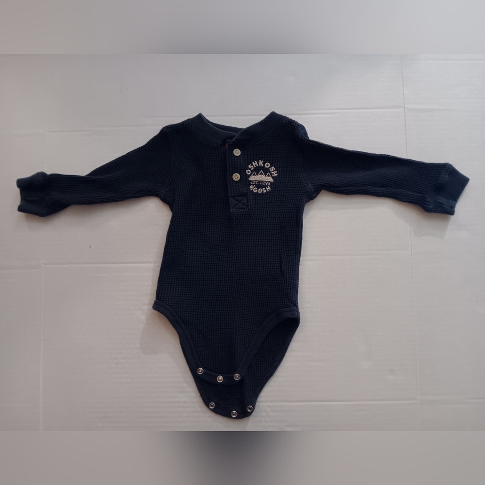 Vintage OshKosh B'gosh Navy Long Sleeve thermal Bodysuit Onesie Snaps Buttons